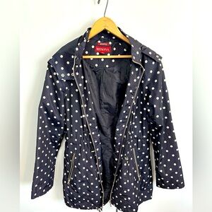 Merona Navy and White Polka Dot Rain Coat